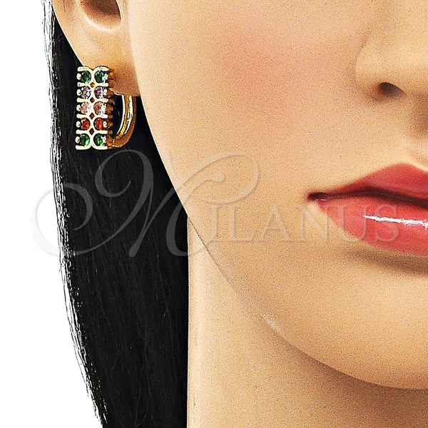 Argolla Huggie 02.210.0881.18 Oro Laminado, con Multicolor Zirconia Cubica, Pulido, Tono Dorado