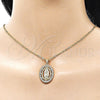 Dije Religioso 05.210.0005 Oro Laminado, Diseño de Guadalupe y Torcido, con Zirconia Cubica Blanca, Pulido, Tono Dorado