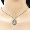 Dije Religioso 05.210.0005.1 Oro Laminado, Diseño de Guadalupe y Torcido, con Zirconia Cubica Multicolor, Pulido, Tono Dorado