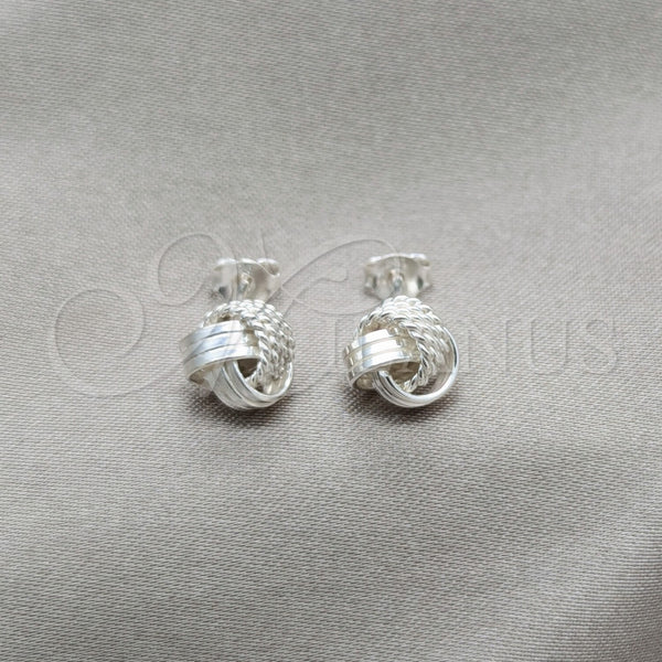 Arete Dormilona 02.409.0024 Plata Rodinada, Diseño de Nudo, Pulido, Tono Plateado