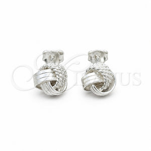Arete Dormilona 02.409.0024 Plata Rodinada, Diseño de Nudo, Pulido, Tono Plateado