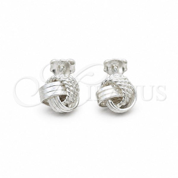 Arete Dormilona 02.409.0024 Plata Rodinada, Diseño de Nudo, Pulido, Tono Plateado