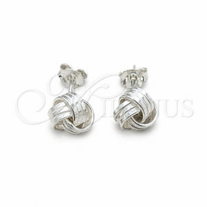 Arete Dormilona 02.409.0025 Plata Rodinada, Diseño de Nudo, Pulido, Tono Plateado