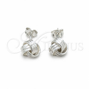 Arete Dormilona 02.409.0025 Plata Rodinada, Diseño de Nudo, Pulido, Tono Plateado
