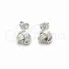 Arete Dormilona 02.409.0025 Plata Rodinada, Diseño de Nudo, Pulido, Tono Plateado