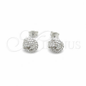 Arete Dormilona 02.409.0026 Plata Rodinada, Diseño de Nudo, Pulido, Tono Plateado