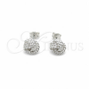 Arete Dormilona 02.409.0026 Plata Rodinada, Diseño de Nudo, Pulido, Tono Plateado