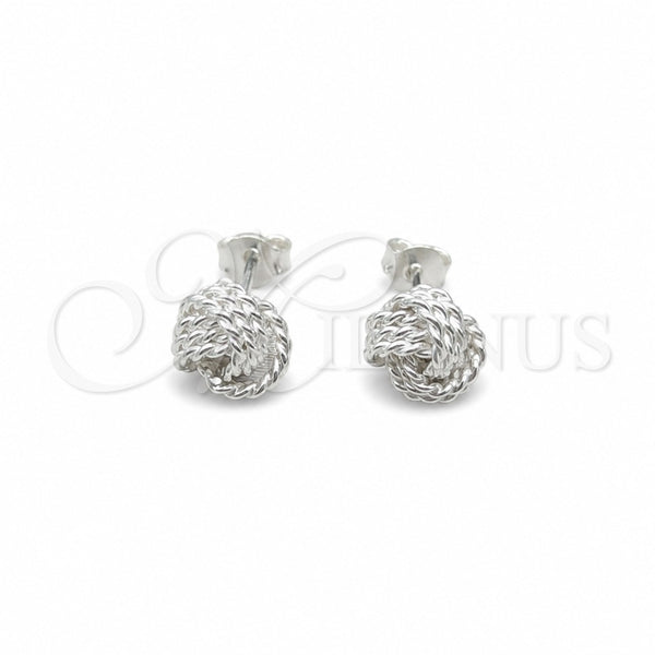 Arete Dormilona 02.409.0026 Plata Rodinada, Diseño de Nudo, Pulido, Tono Plateado