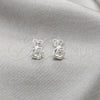 Arete Dormilona 02.409.0027 Plata Rodinada, Diseño de Flor, Pulido, Tono Plateado
