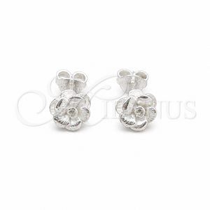 Arete Dormilona 02.409.0027 Plata Rodinada, Diseño de Flor, Pulido, Tono Plateado