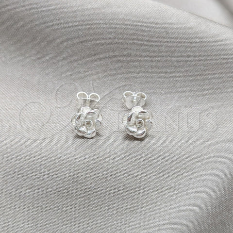Arete Dormilona 02.409.0027 Plata Rodinada, Diseño de Flor, Pulido, Tono Plateado
