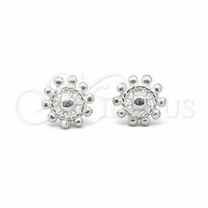 Arete Dormilona 02.409.0028 Plata Rodinada, Diseño de Flor, Pulido, Tono Plateado