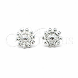 Arete Dormilona 02.409.0028 Plata Rodinada, Diseño de Flor, Pulido, Tono Plateado