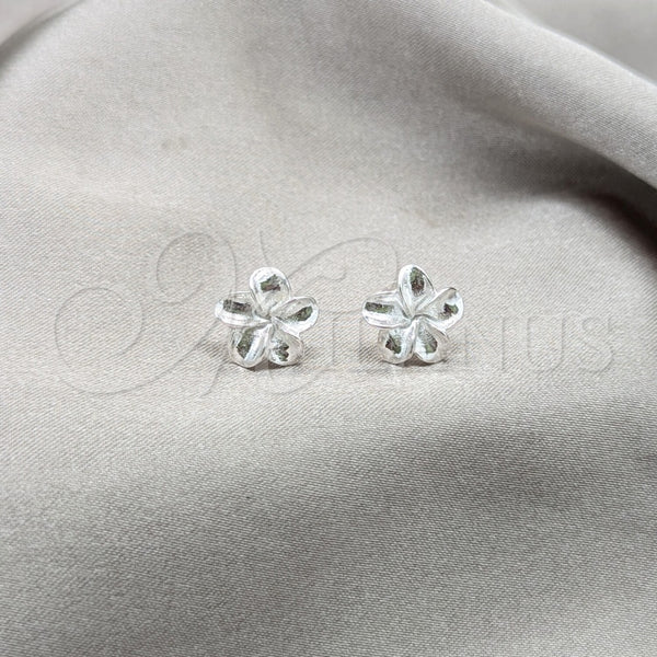 Arete Dormilona 02.409.0029 Plata Rodinada, Diseño de Flor, Pulido, Tono Plateado