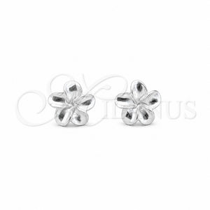 Arete Dormilona 02.409.0029 Plata Rodinada, Diseño de Flor, Pulido, Tono Plateado