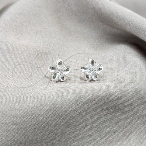 Arete Dormilona 02.409.0029 Plata Rodinada, Diseño de Flor, Pulido, Tono Plateado