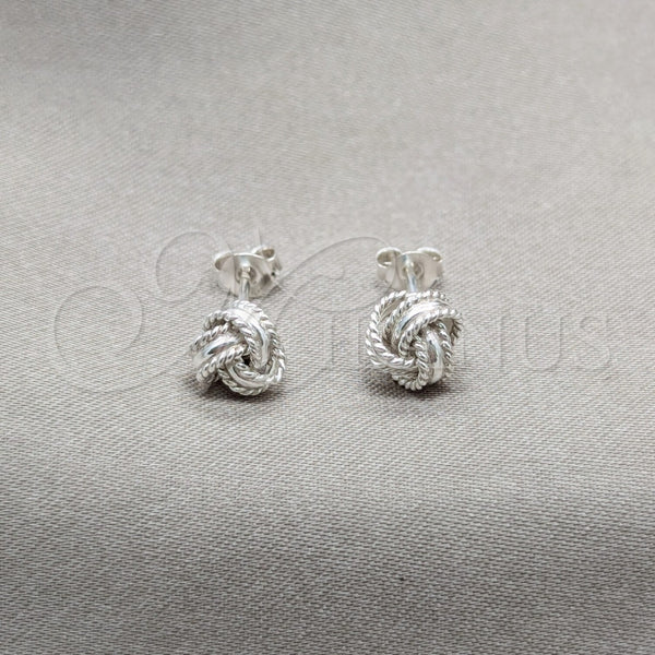 Arete Dormilona 02.409.0030 Plata Rodinada, Diseño de Nudo, Pulido, Tono Plateado