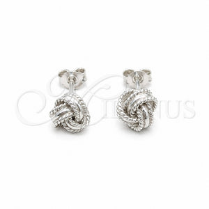 Arete Dormilona 02.409.0031 Plata Rodinada, Diseño de Nudo, Pulido, Tono Plateado