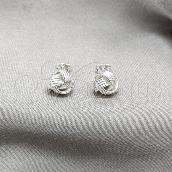 Arete Dormilona 02.409.0032 Plata Rodinada, Diseño de Nudo, Pulido, Tono Plateado