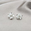 Arete Dormilona 02.409.0033 Plata Rodinada, Diseño de Flor, Pulido, Tono Plateado