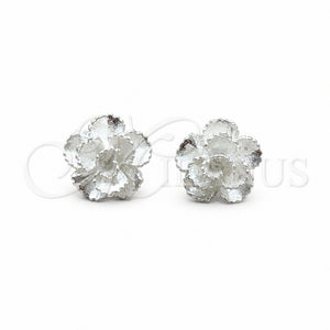 Arete Dormilona 02.409.0033 Plata Rodinada, Diseño de Flor, Pulido, Tono Plateado