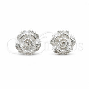 Arete Dormilona 02.409.0034 Plata Rodinada, Diseño de Flor, Pulido, Tono Plateado