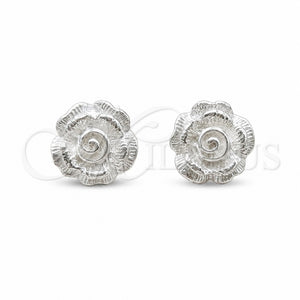 Arete Dormilona 02.409.0034 Plata Rodinada, Diseño de Flor, Pulido, Tono Plateado