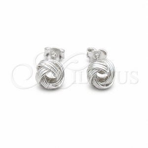 Arete Dormilona 02.409.0035 Plata Rodinada, Diseño de Nudo, Pulido, Tono Plateado