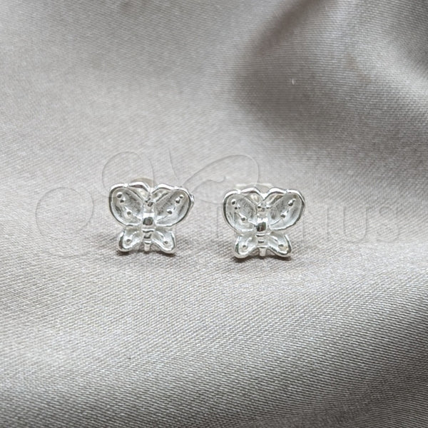 Arete Dormilona 02.409.0036 Plata Rodinada, Diseño de Mariposa, Pulido, Tono Plateado