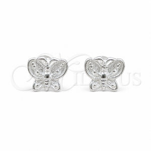 Arete Dormilona 02.409.0036 Plata Rodinada, Diseño de Mariposa, Pulido, Tono Plateado