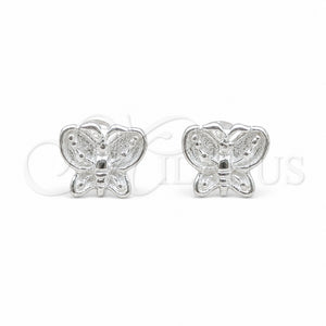 Arete Dormilona 02.409.0036 Plata Rodinada, Diseño de Mariposa, Pulido, Tono Plateado