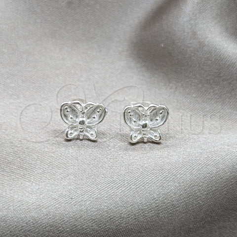Arete Dormilona 02.409.0036 Plata Rodinada, Diseño de Mariposa, Pulido, Tono Plateado