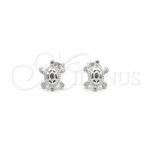 Arete Dormilona 02.409.0037 Plata Rodinada, Diseño de Tortuga, Pulido, Tono Plateado