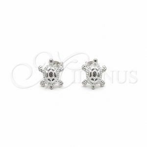 Arete Dormilona 02.409.0037 Plata Rodinada, Diseño de Tortuga, Pulido, Tono Plateado