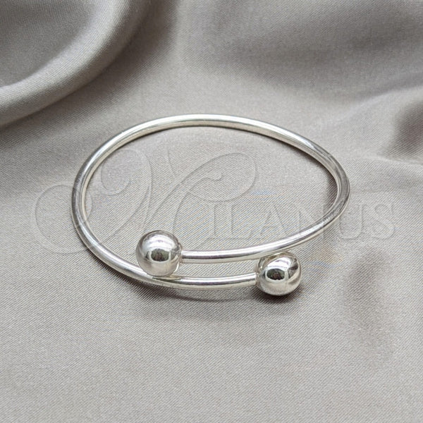 Aro Individual 07.409.0020 Plata Rodinada, Diseño de Bola, Pulido, Tono Plateado (Grosor 04 MM, Talla Unica)