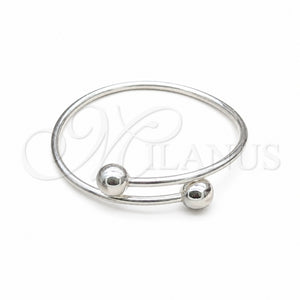 Aro Individual 07.409.0020 Plata Rodinada, Diseño de Bola, Pulido, Tono Plateado (Grosor 04 MM, Talla Unica)