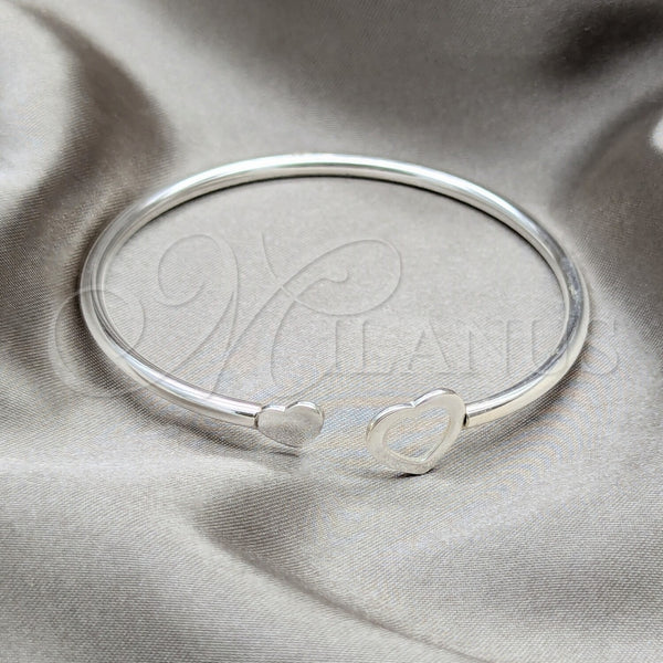 Aro Individual 07.409.0021 Plata Rodinada, Diseño de Corazón, Pulido, Tono Plateado (Grosor 04 MM, Talla Unica)