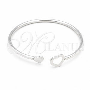 Aro Individual 07.409.0021 Plata Rodinada, Diseño de Corazón, Pulido, Tono Plateado (Grosor 04 MM, Talla Unica)