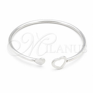 Aro Individual 07.409.0021 Plata Rodinada, Diseño de Corazón, Pulido, Tono Plateado (Grosor 04 MM, Talla Unica)