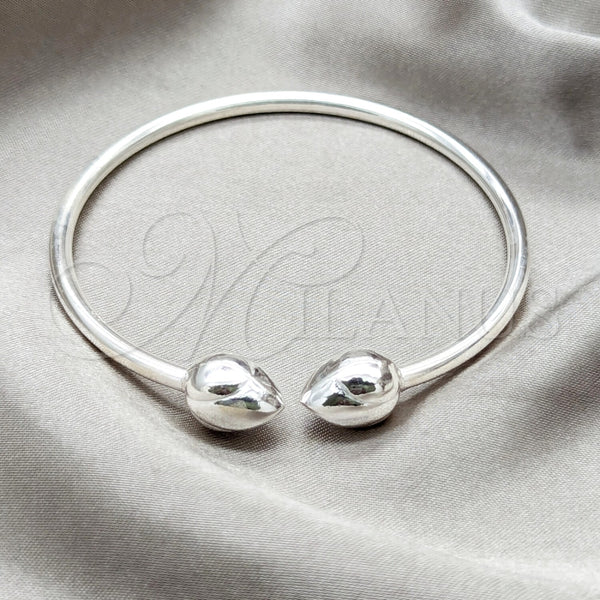 Aro Individual 07.409.0023 Plata Rodinada, Diseño de Bola, Pulido, Tono Plateado (Grosor 04 MM, Talla Unica)