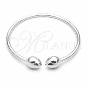 Aro Individual 07.409.0023 Plata Rodinada, Diseño de Bola, Pulido, Tono Plateado (Grosor 04 MM, Talla Unica)