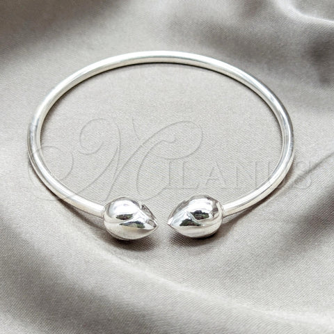 Aro Individual 07.409.0023 Plata Rodinada, Diseño de Bola, Pulido, Tono Plateado (Grosor 04 MM, Talla Unica)
