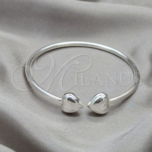Aro Individual 07.409.0025 Plata Rodinada, Diseño de Corazón, Pulido, Tono Plateado (Grosor 04 MM, Talla Unica)