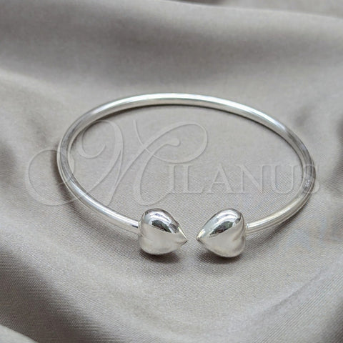 Aro Individual 07.409.0025 Plata Rodinada, Diseño de Corazón, Pulido, Tono Plateado (Grosor 04 MM, Talla Unica)