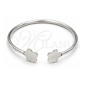 Aro Individual 07.409.0029 Plata Rodinada, Diseño de Flor, Pulido, Tono Plateado (Grosor 04 MM, Talla Unica)
