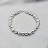 Pulsera Elegante 03.409.0143.08 Plata Rodinada, Diseño de Bola, Pulido, Tono Plateado (Grosor 08 MM, 8 Pulgadas de Largo)
