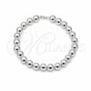 Pulsera Elegante 03.409.0143.08 Plata Rodinada, Diseño de Bola, Pulido, Tono Plateado (Grosor 08 MM, 8 Pulgadas de Largo)