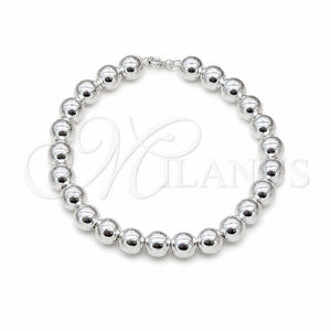 Pulsera Elegante 03.409.0143.08 Plata Rodinada, Diseño de Bola, Pulido, Tono Plateado (Grosor 08 MM, 8 Pulgadas de Largo)