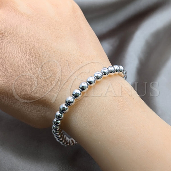 Pulsera Elegante 03.409.0144.08 Plata Rodinada, Diseño de Bola, Pulido, Tono Plateado (Grosor 06 MM, 6 Pulgadas de Largo)