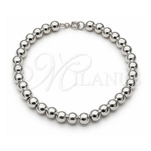 Pulsera Elegante 03.409.0144.08 Plata Rodinada, Diseño de Bola, Pulido, Tono Plateado (Grosor 06 MM, 6 Pulgadas de Largo)